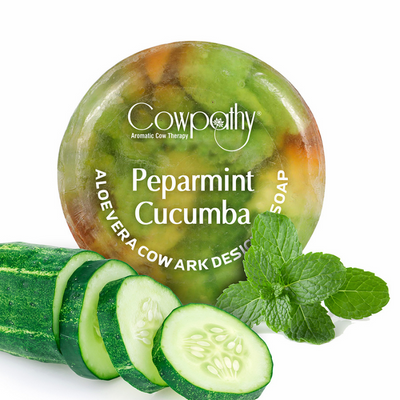 Cowpathy Peppermint Cucumba Soap for Glowing Skin ,Natural and Organic Soft Ayurvedic Herbal Soap for Men Women with Warm Fragrance Smoother and Moisturized Skin Bath Soaps | UzonKart