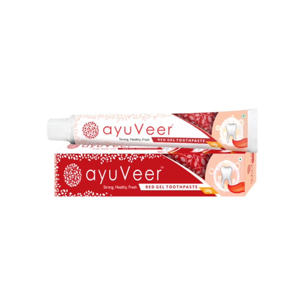 Ayuveer Red Gel Toothpaste | Brighter and Stronger, 100% natural, Removes Bad Breath | UzonKart
