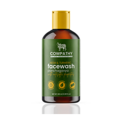 Cowpathy Skin Face Wash Neem Turmeric Extract Herbals Instant glow Moisturizer helps remove dark spot remove oil and pimple makes skin smooth | UzonKart